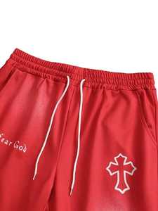 Venta al por mayor Gospel Graphic Co-ord Set con camiseta blanca de algodón y pantalones acampanados de llama roja con cordón personalizado 2PC Streetwear Outfit - Product Image 6