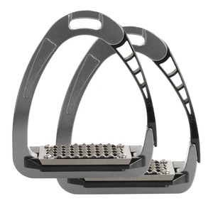 Paire d'étriers de sécurité rétractables personnalisables en aluminium et polymère pour l'équitation, fournitures équestres, gris - Product Image 1