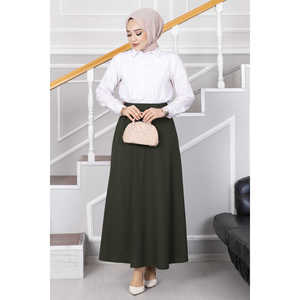 กระโปรงพลีทสีกากี Mevlana ผ้าสแปนเด็กซ์ระบายอากาศได้ดี พิมพ์ลายดิจิตอลปักลาย  ทรงเอ็มไพร์  ตกแต่งโลโก้ที่เอว - Product Image 3