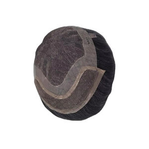 Perruque en cheveux humains à dentelle frontale mono, cheveux chinois vierges Remy, patchs de cheveux, lisses crépus, vague profonde, 1b+gris - Product Image 6