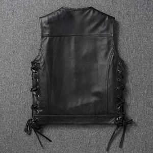 NUEVO Chaleco de Motocicleta para Hombre, 100% Algodón, Cuello en V, Corte Ajustado, Estilo Hip Hop, Ligero, Color Negro - Product Image 2