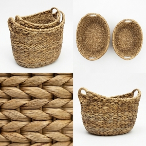 Juego de Cestas de Almacenamiento de Jacinto de Agua Tejidas a Mano Naturales con Asa Alta, Organizador de Macetas, Decoración y Diseño Artístico Puro para el Hogar - Product Image 3