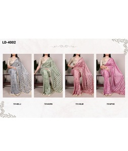 Collections de saris en soie Tasar de style moderne indien, imprimés numériques, pour les festivals et les occasions décontractées, avec des pièces de blouse - Product Image 1