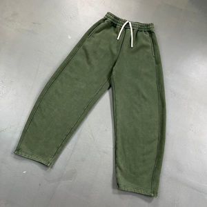Pantalones de chándal anchos y rectos de algodón pesado estilo vintage, lavado ligero, para hombre, modelo 2026 OEM Streetwear - Product Image 3