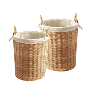 PANIER EN ROTIN TISSÉ À LA MAIN Artisanal de qualité supérieure avec poignées doublure en coton panier à linge organisateur décor à la maison - Product Image 1