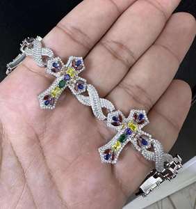 Bracelet chaîne cubaine de luxe en argent sterling 925 avec moissanite VVS, bijou de mode glacé pour hommes et femmes - Product Image 3