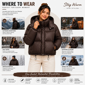 Chaqueta Acolchada de Lona para Mujer, Elegante, Cálida, Transpirable, de Invierno, Color Sólido, Relleno de Poliéster de la Mejor Calidad, Diseño Holgado - Product Image 3