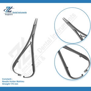 Porte-aiguille droit Mathieu 170 mm en acier inoxydable – Kit d'instruments chirurgicaux - Product Image 3