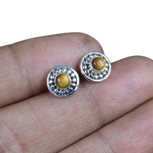 ต่างหูสำหรับผู้หญิงและเด็กผู้หญิงพลอยตาเสือ925เงินสเตอริงแข็งดีไซน์ดีที่สุดสำหรับงานแต่งงานต่างหูเม็ดเดี่ยว - Product Image 1