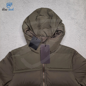 Lightweight Crew Neck Puffer <b>Jacket</b> for <b>Men</b> <b>Winter</b> Outdoor <b>Waterproof</b> Windproof Hooded Cotton Filled Front Logo - Product Image 3
