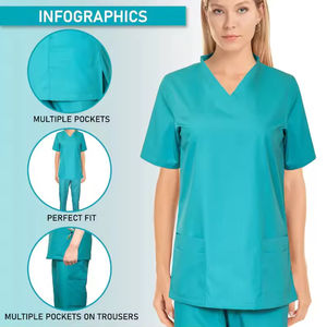 Nueva gran oferta Tops Pantalones rectos clínica de mascotas uniformes médicos conjuntos mujeres estiramiento uniforme médico verano, Hospital Scrubs - Product Image 6