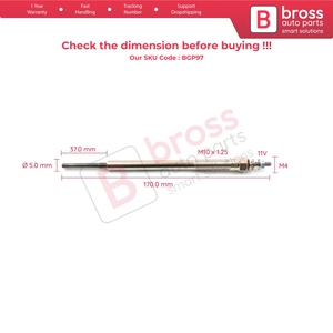 BGP97 1 Piece Glow <b>Plug</b> Auxiliary <b>Heater</b> 11 Volt 1985027010 for 2.0 2.5 3.0 D 4D Engines - Product Image 5