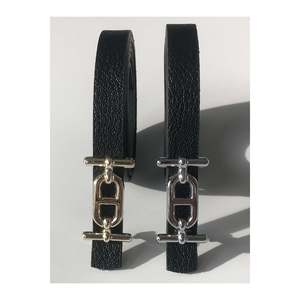 Offre spéciale 2 pièces : Ceinture fine avec boucles dorées et argentées, ceinture pour pantalon, ceinture pour chemise, ceinture pour veste - Noir - Or et argent - Product Image 3