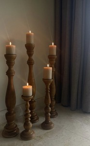 <b>Candle</b> <b>Stick</b> <b>Holder</b> Brown Wood Candlestick <b>Holders</b> for Tapered <b>Candles</b> Christmas Wedding Party Home Mantle Decoration - Product Image 4