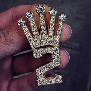 4Ct corte redondo Real Moissanite personalizar número colgante 14K chapado en oro amarillo - Product Image 2