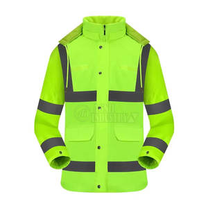 เสื้อแจ็คเก็ตฤดูหนาวแบบมีฮู้ด ขายดี ลดราคาพิเศษ มองเห็นได้ชัดเจน เหมาะสำหรับงานก่อสร้าง งานรักษาความปลอดภัย สะท้อนแสง พร้อมโลโก้ด้านหน้า - Product Image 1