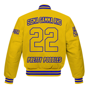 Sigma Gamma Rho 1922 Elite Letterman Jacket Premium SGRho Greek Varsity Royal Poodle Inspirado Ropa - Product Image 5