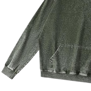 Sudadera con Capucha Verde Oscuro Lavada al Ácido, Sudadera Holgada de Estilo Vintage, Felpa de Algodón Suave, Ropa de Calle, Sudadera para Invierno - Product Image 6