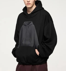 Sudadera con capucha de invierno con forro polar de algodón 100% personalizada para hombre, ropa de calle informal, Sudadera con capucha, 2 uds., diseño de bolsillo, transpirable, secado rápido - Product Image 2