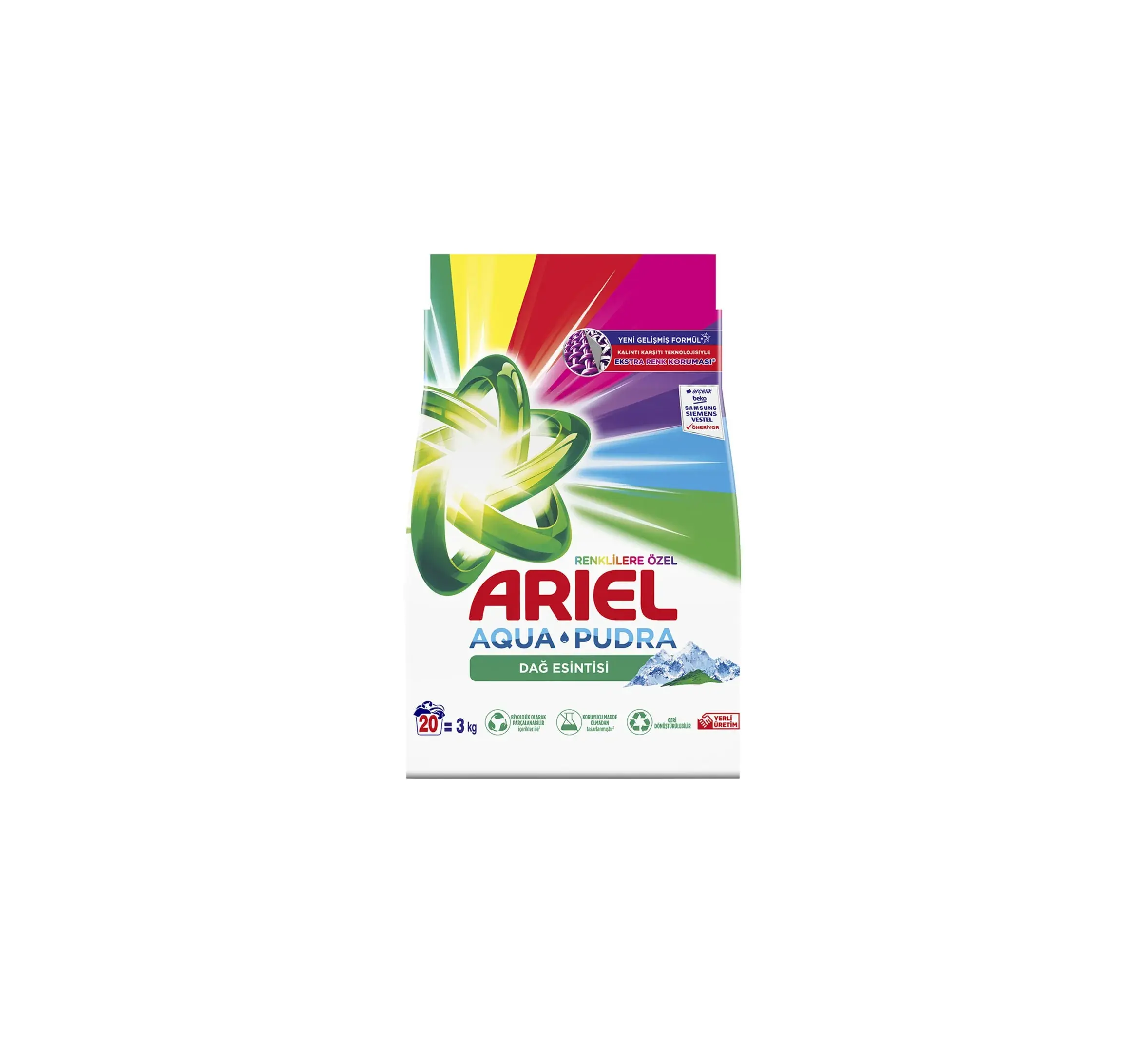 Ariel 3 Kg Colorido Detergente Lavagem Em Pó Qualidade Premium Atacado Made in Turkey
