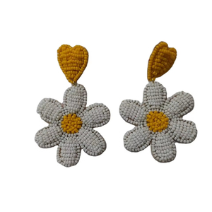 Nuevo modelo de joyería de moda de alta calidad, pendiente bordado de cuentas de semillas, pendiente hecho a mano para mujeres y niñas, color amarillo y blanco - Product Image 1