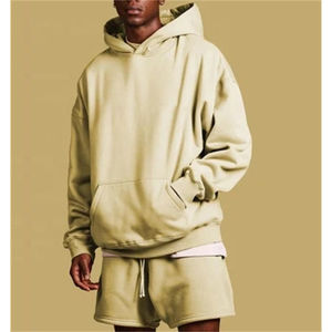 Vente en gros Ensemble short et sweat à capuche Ensemble de sweat à capuche brodé de couleur unie pour hommes - Product Image 4