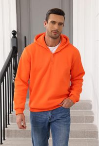Sudadera con Capucha Casual de Invierno para Hombre, Cierre de Cremallera de un Cuarto, Felpa Suave, Sensación Cálida, Elástica, Flujo Fácil, Diseño Moderno, Costuras Duraderas, Uso Diario - Product Image 6