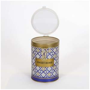 Kontensan Boîte ronde géométrique en fer blanc 1.1L avec fermoir en fil couvercle transparent conception de motif sans couture (fond rouge) Turquie - Product Image 4