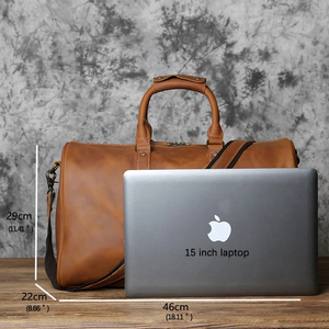Genuine Leather Weekender Duffel Bag with Zipper Closure for Travel and Everyday Use - Product Image 5