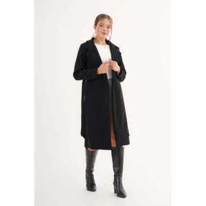 Abrigo de Cachemira Negro con Cinturón al por Mayor, Forrado con Tela Tejida - Product Image 5