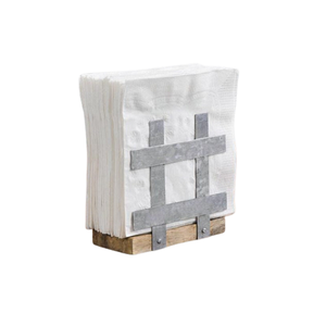 Porte-serviettes en papier galvanisé avec base en bois, qualité supérieure, forme personnalisée, porte-serviettes à bas prix - Product Image 1