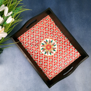 Modern Wooden Serving Tray for Tea <b>Coffee</b> & Snacks Organize Home Dining <b>Table</b> Kitchen With Minakari Work Elegant Wedding Gift - Product Image 6