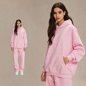 Conjunto de Sudadera y Pantalones Deportivos de Felpa para Hombre, Estilo Urbano, Holgado, con Capucha, Cuello Redondo, Transpirable, con Cordón, Diseño Estampado Personalizado en la Parte Delantera - Product Image 3