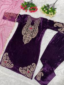 NEW DESIGNER PARTY WEAR HEAVY VISCOSE VELVET TOP WITH PANT DUPATTA SET FULLY <b>STITCHED</b> READY to WEAR TRADITIONAL WEAR <b>DRESS</b> SUIT - Product Image 5