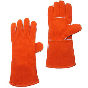Gants de soudage en cuir fendu de vache résistant à la chaleur/gant de soudage rouge/gants de soudage à la main - Product Image 2