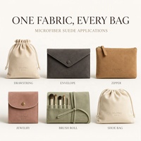 Pochette à monnaie en microfibre de qualité supérieure avec logo personnalisé, fermeture à glissière, sac à monnaie en daim de luxe pour ranger les pièces d'or et d'argent