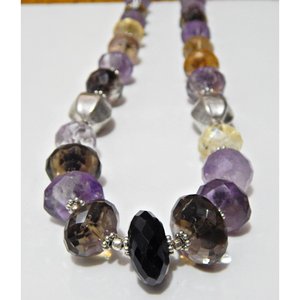 Collar con cuentas de Plata de Ley 925, amatista de cuarzo limón ahumado genuino, joyería de piedras preciosas naturales, regalo para su moda - Product Image 4