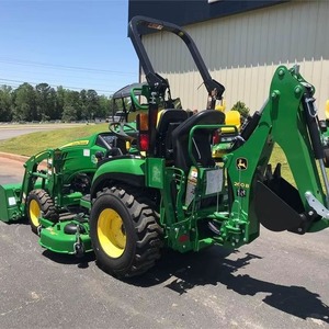 Tracteur John Deere série 1 avec chargeur frontal et attache tondeuse, vert et jaune, matériel agricole - Product Image 4