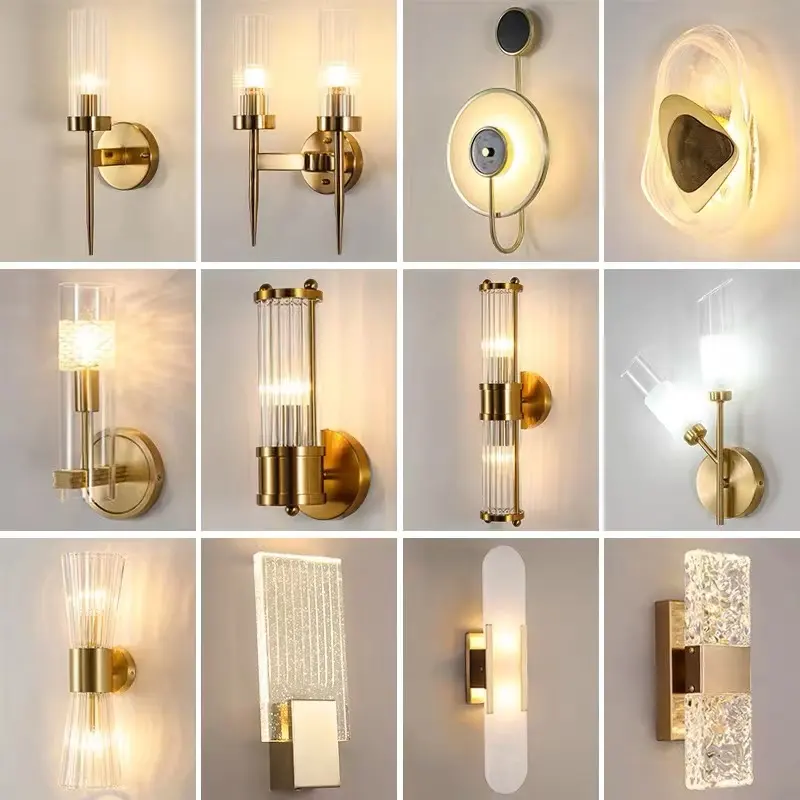 Lâmpadas de parede LED para decoração de casa, estilo moderno, para metal, cristal, alumínio, vidro, ferro, iluminação decorativa de parede de hotel