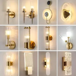 Modern Style Home Decor Led Wall Lamps For Metal Crystal Aluminum Glass Iron Body Hotel Decorative Wall Lighting