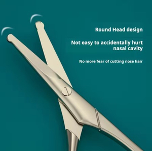 Ciseaux professionnels de haute qualité pour les poils du nez et des oreilles, en acier inoxydable, lame incurvée, pointe aiguë, ciseaux pour le nez - Product Image 5