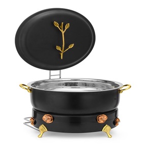 Luxueux chauffe-plat rond blanc ivoire 4L avec couvercle suspendu visible de concepteur - Product Image 2