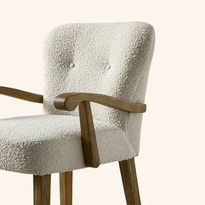 Farmhouse Design Dining Arm <b>Chair</b> with Solid Teak Wood Frame and Polyester Upholstery for Home Hotel Apartment Use - Product Image 2