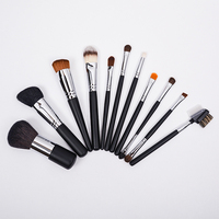 Dongshen – Nouvelle collection de 11 pinceaux de maquillage professionnels de luxe en poils de chèvre, manche en bois, pour estomper les fards, avec logo personnalisé