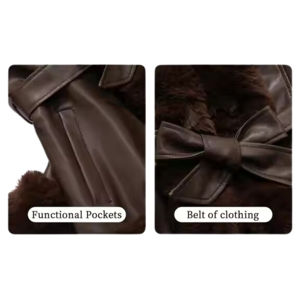 Nouveauté Veste longue en cuir à la mode pour femmes avec manches en fourrure de renard Manteau rembourré en duvet personnalisable - Product Image 3