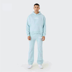 Ensemble survêtement orange surdimensionné avec logo personnalisé, fermeture éclair, broderie usée, effet délavé, poches avant, fermeture éclair, sweat-shirt et pantalon de survêtement - Product Image 4