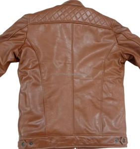 Chaquetas de cuero genuino marrón Vintage para hombre, chaquetas clásicas de estilo motorista de alta calidad para exteriores, senderismo, aspecto real, para hombre - Product Image 3