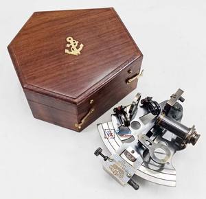 Sextante antiguo de latón Náutico al por mayor con caja de madera funcional Kelvin y Hughes 1917 sextante marítimo herramienta de navegación - Product Image 5