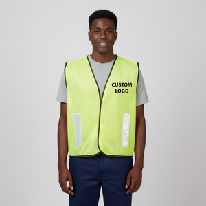 Custom Logo Mesh ANSI Class 2 Waterproof LED Flash Multi Pockets Solid <b>Black</b> Color Safety Reflective Gold Stripes Men's <b>Vest</b> - Product Image 4