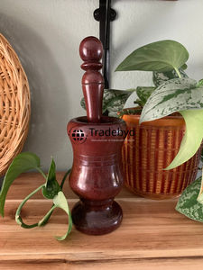 Trituradora de especias duradera de mortero y mortero Premium Okhli de madera Tradebyd para cocina tradicional - Product Image 2